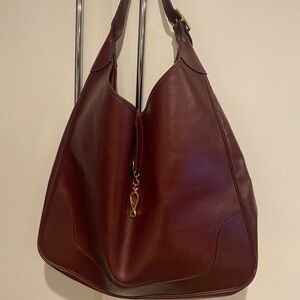 Hermes Rouge Leather Tote Bag